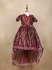 Maroon Sequins Embroidered Net Kids Gown