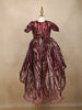 Maroon Sequins Embroidered Net Kids Gown