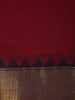 Maroon Solid Cotton Saree With Golden Zari Woven Border