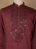 Maroon Solid Design Cotton Kurta - Diadem