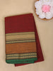 Maroon Solid Design Cotton Saree With Contrast Border