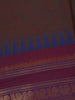 Maroon Solid Design Cotton Saree with Blue Temple Zari Border - Diadem
