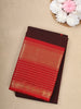 Maroon Solid Design Cotton Saree with Red Zari Woven Border