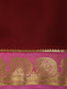 Maroon Solid Design Mysore Silk Saree with Contrast Paisley Border