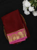 Maroon Solid Design Mysore Silk Saree with Contrast Paisley Border