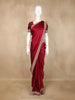 Maroon Solid Design Satin Saree with Embellished Lace Border