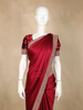 Maroon Solid Design Satin Saree with Embellished Lace Border