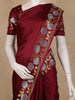 Maroon Solid Design Semi Banarasi Silk Saree