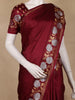 Maroon Solid Design Semi Banarasi Silk Saree