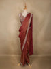 Maroon Solid Design Semi Organza Ready To Wear Saree