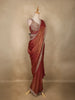 Maroon Solid Design Semi Organza Ready To Wear Saree