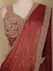 Maroon Solid Design Semi Organza Ready To Wear Saree