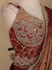 Maroon Solid Design Semi Organza Ready To Wear Saree