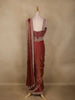 Maroon Solid Design Semi Organza Ready To Wear Saree