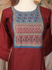 Maroon Solid Design Silk Cotton Salwar Suit With Embroidered Yoke