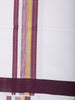Maroon Solid Woven Cotton Shirt with Matching White Dhoti Featuring Maroon and Gold Border