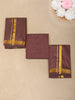Brown Solid Woven Design Unstitched Shirt with Matching Dhoti Set with Zari Border