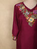Deep Wine Purple Straight Cut Salwar Suit for Women Adorned with Embroidery and Crane Design with Dupatta