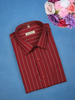 Maroon Striped Design Full Sleeve Cotton Shirt