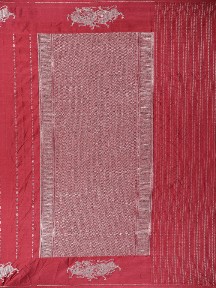 Maroon Striped Design Semi Tussar Silk Saree - Diadem
