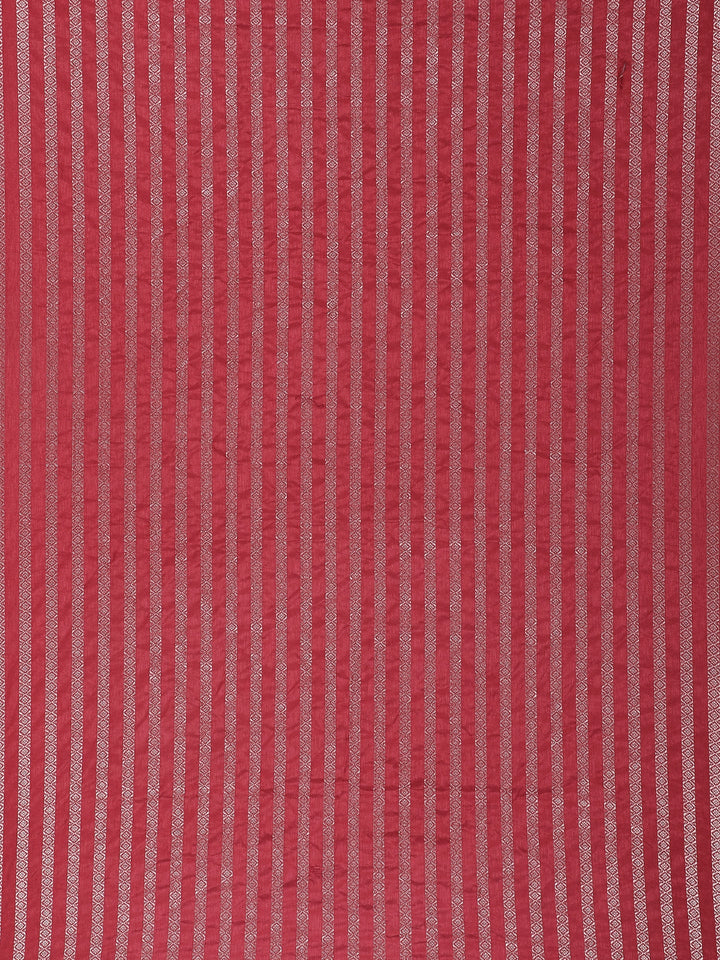 Maroon Striped Design Semi Tussar Silk Saree - Diadem