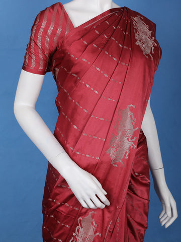 Maroon Striped Design Semi Tussar Silk Saree - Diadem