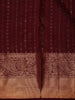 Maroon Striped Woven Pure Kanchipuram Silk Saree With Zari Border