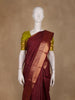 Maroon Striped Woven Pure Kanchipuram Silk Saree With Zari Border