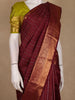 Maroon Striped Woven Pure Kanchipuram Silk Saree With Zari Border
