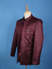 Maroon Textured Jacquard Men's Suit with Brooch Detailing