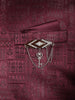 Maroon Textured Jacquard Men's Suit with Brooch Detailing