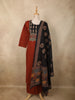 Maroon Traditional Leaf Printed Design Cotton Palazzo Suit with Dupatta