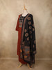 Maroon Traditional Leaf Printed Design Cotton Palazzo Suit with Dupatta