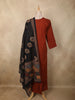 Maroon Traditional Leaf Printed Design Cotton Palazzo Suit with Dupatta