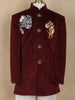Maroon Velvet Kids Sherwani with with Cartoon Embroidery