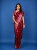 Maroon Woven Floral Design Banarasi Silk Saree