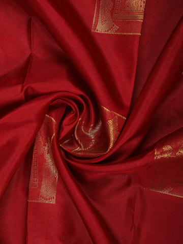 Maroon Woven Gold Zari Elephant Border Kanchipuram Silk Saree - Diadem