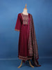 Maroon Ajrakh Design Printed Cotton Salwar Suit Set - Diadem