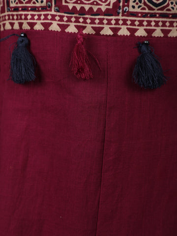 Maroon Ajrakh Design Printed Cotton Salwar Suit Set - Diadem