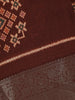 Maroon Brown Geometric Ikat Patterned Cotton Saree - Diadem