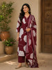 Maroon Cloud Floral Printed Cotton Salwar Suit
