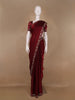 Maroon Elephant Motif Embellished Satin Saree - Diadem