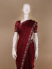 Maroon Elephant Motif Embellished Satin Saree - Diadem