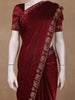 Maroon Elephant Motif Embellished Satin Saree - Diadem