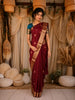Maroon Floral Butta Woven Design Kanchipuram Silk Saree with Zari Border
