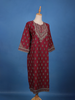 Maroon Floral Printed Cotton Kurti - Diadem