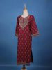 Maroon Floral Printed Cotton Kurti - Diadem