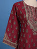 Maroon Floral Printed Cotton Kurti - Diadem
