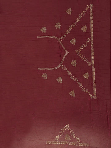 Maroon Floral Embellished Chiffon Saree - Diadem