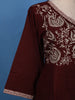 Maroon Floral Embroidered Cotton Salwar Suit - Diadem
